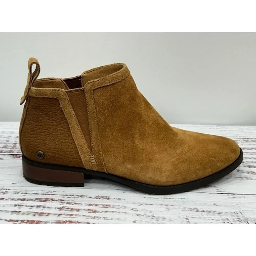 UGG Womens Mcclaire Ankle Boots‎ Round Toe Elastic Gore Suede Brown Size 8